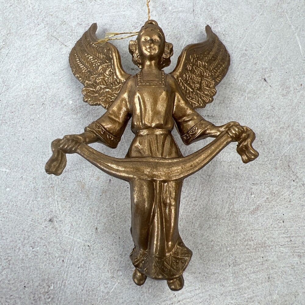 Vintage Gold Tone Cherub Angel Christmas Ornaments 3.5” - Picture 2 of 5